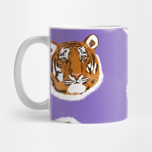 Tiger Big Cat Pattern on Purple Background Mug